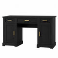 Black Wooden Desk with Gold Handles