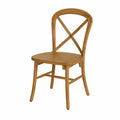 Oak Wood Dining Chair with Cross-Back and Curved Backrest