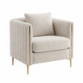 Beige Bouclé Armchair with Metal Legs
