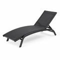 Outdoor Chaise Lounge Chair Aluminum Frame Textilene Black 200cm