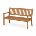 Teak Wood Outdoor Bench with Armrests Slatted Backrest 150cm