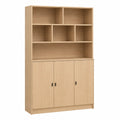 Tall Wooden Storage Cabinet with Shelves Oak Finish 180cm Height