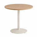 Round Dining Table Wood Top Metal Base Beige 80cm Diameter