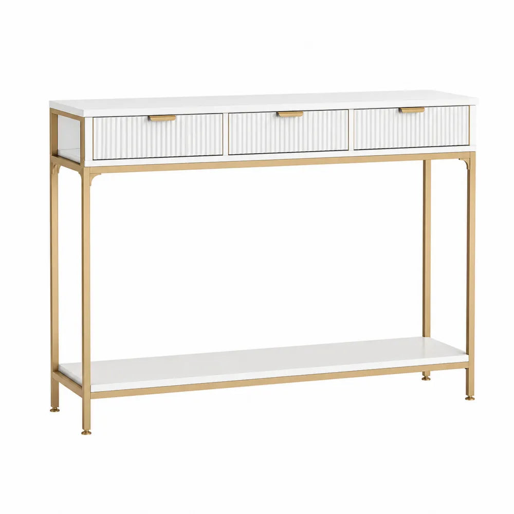 Console Table with MDF Top and Steel Frame White 120cm x 30cm x 80cm