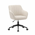 Fabric Upholstered Office Chair with Adjustable Height and Swivel Function Beige