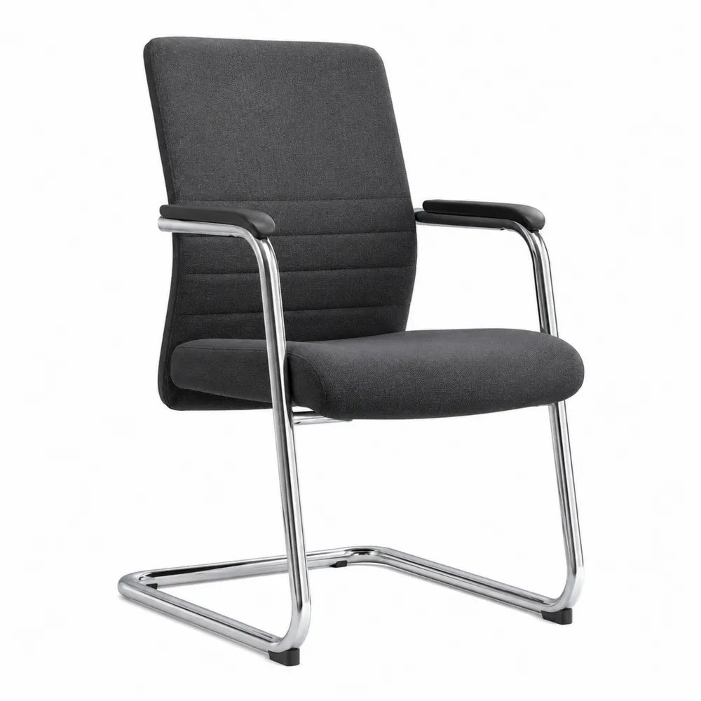 Office Chair Chrome Frame with Armrests Fabric Dark Gray