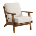 Wood Frame Lounge Chair with Polyester Cushions Beige