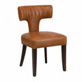 Leather Dining Chair with Dark Wood Legs