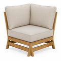Outdoor Corner Chair with Oak Frame and Beige Polyester Cushions