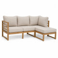 Outdoor Sectional Sofa Set L-Shaped Acacia Wood Beige Cushions