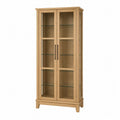 Oak Display Cabinet with Tempered Glass Doors