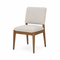 Wood Frame Upholstered Dining Chair Beige Fabric