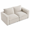 Beige Two-Seater Sofa Bouclé Fabric Upholstery 150cm