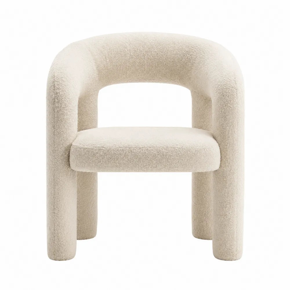Curved Polyester Armchair Beige 75cm x 60cm x 60cm