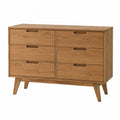Oak Wood 6-Drawer Dresser 120x40x80 cm