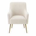 Modern Armchair with Bouclé Fabric and Metal Legs Beige 80cm High