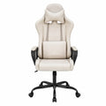 Fabric Gaming Office Chair with Headrest and Lumbar Support in Beige