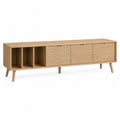 Oak Wood TV Stand with Shelves and Cabinet, 150cm