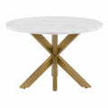 Round Marble Dining Table with Metal Base White Gold 120cm