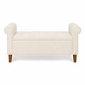 Boucle Fabric Storage Bench with Rolled Arms 120cm Beige
