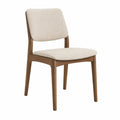 Dining Chair Wood Frame Polyester Fabric Beige 40cm x 45cm x 85cm