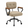 Beige Fabric Upholstered Office Chair with Metal Frame