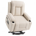 Reclining Lift Chair with Linen Fabric and Cup Holders Beige 101cm x 95cm x 110cm