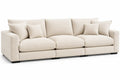 Beige Fabric 3-Seater Sofa with Cushions