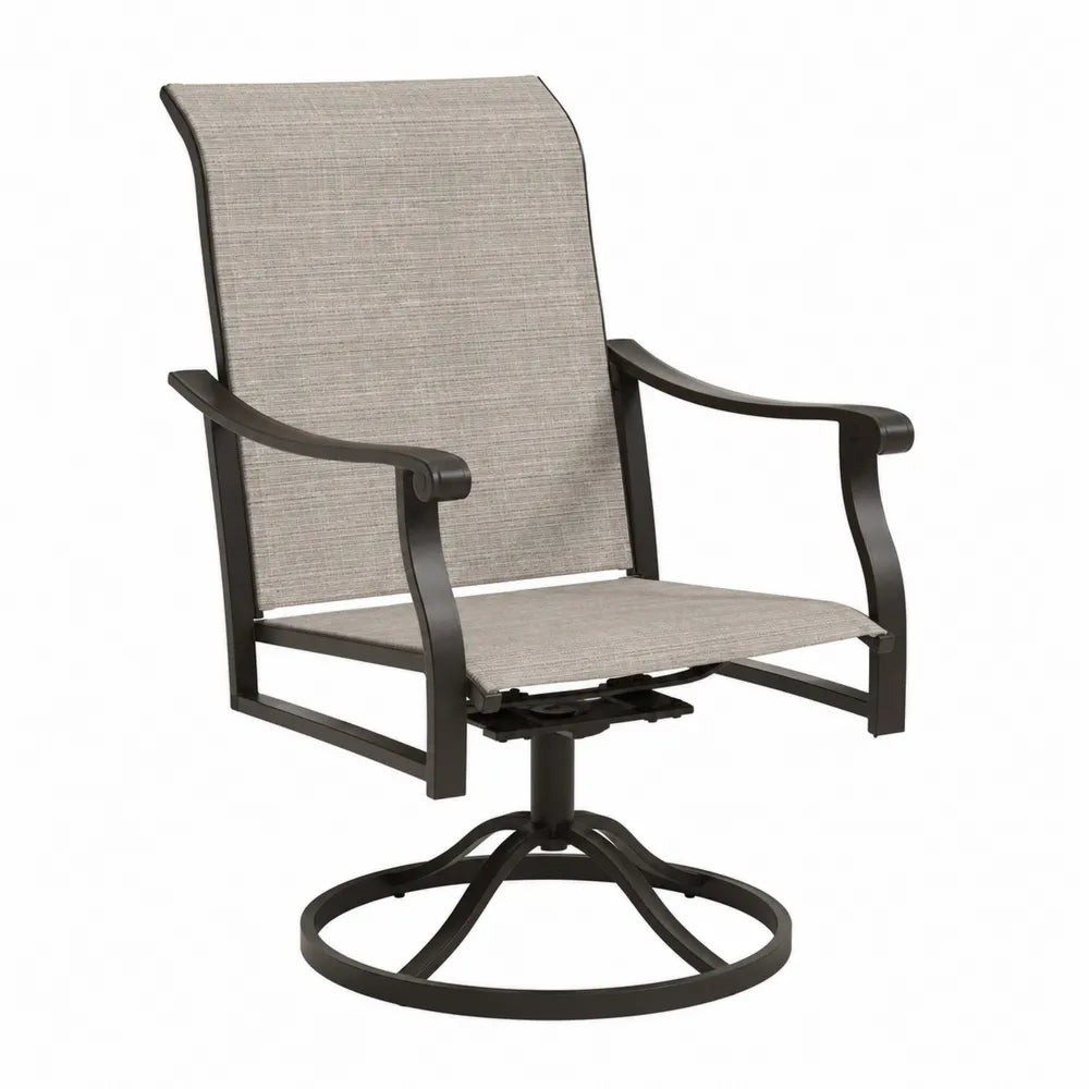 Outdoor Swivel Chair Aluminum Frame Textilene Grey