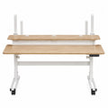Adjustable Standing Desk with Bamboo Top and White Steel Frame