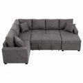 Sectional Sofa L-Shaped Microfiber Fabric Gray 280cm x 200cm x 90cm