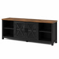 Wood TV Stand with Storage Cabinets Black and Brown