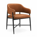 Steel Dining Chair with Faux Leather Upholstery, Brown, 80cm Height