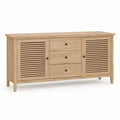 Oak Finish Wooden Sideboard with Drawers and Louvered Doors 183x40x80 cm