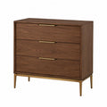 3-Drawer Wood Dresser with Brass Handles