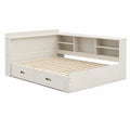Wooden Corner Bed with Storage Drawers and Bookshelves 195x120x100cm