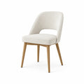 Beige Upholstered Dining Chair with Wood Legs