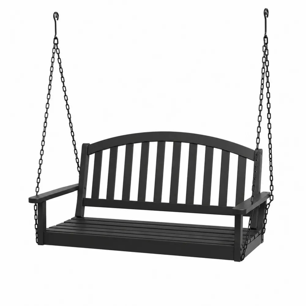 Black Wood Swing Chair with Chains 120cm