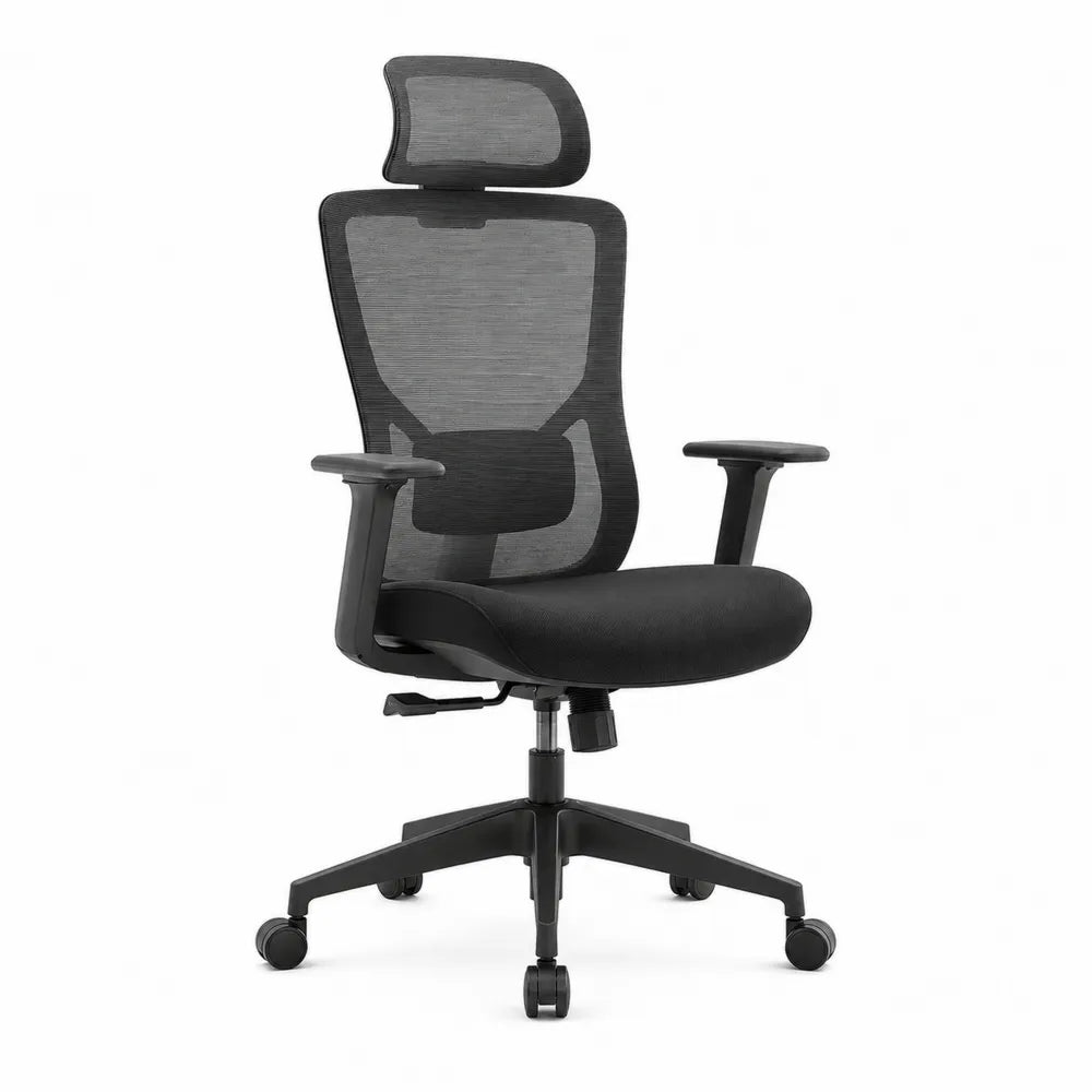 Mesh Ergonomic Office Chair with Adjustable Armrests and Headrest Black