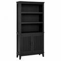 Engineered Wood 3-Shelf Bookcase with Double Doors Black 180cm