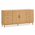 Oak Wooden Sideboard with Drawers and Cabinet 150cm