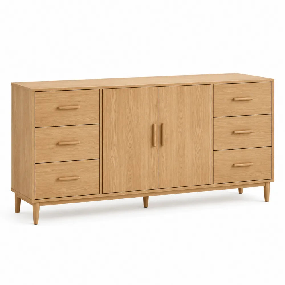 Oak Wooden Sideboard with Drawers and Cabinet 150cm