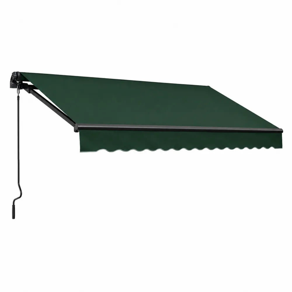 Retractable Patio Awning Polyester Green 3m x 2.5m