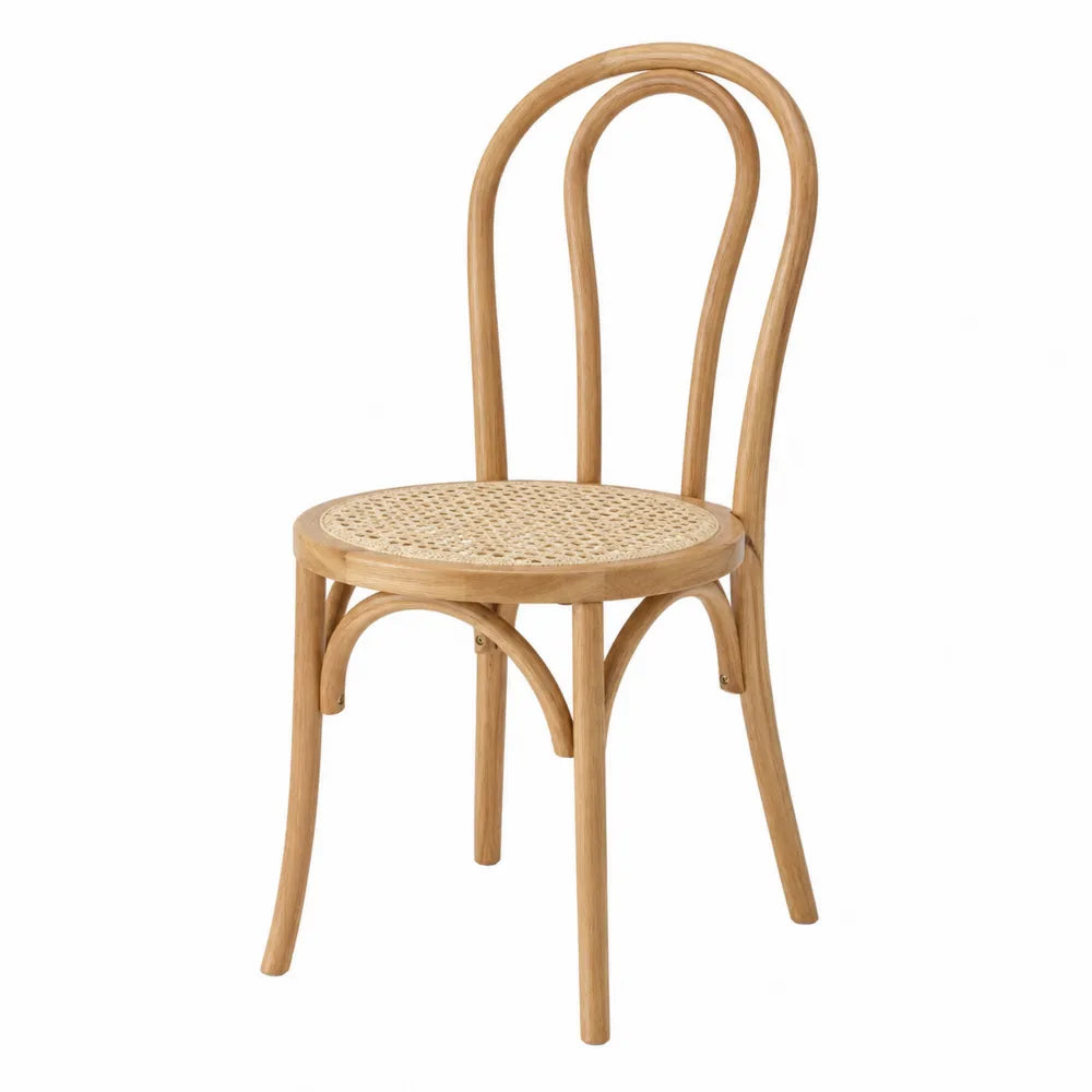 Bentwood Rattan Chair with Natural Oak Finish and Cane Seat