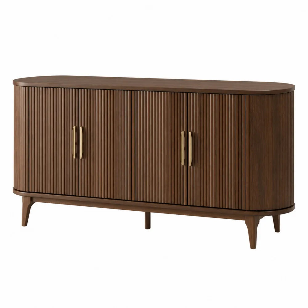 Wooden Sideboard Buffet Oval Shape Oak Wood Brown 150cm