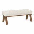 Tufted Fabric Bench with Solid Wood Frame Beige 120cm