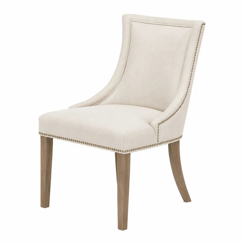 Linen Upholstered Dining Chair with Solid Wood Frame