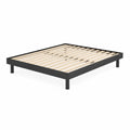 Steel Platform Bed Frame with Wooden Slats, Black, 203cm x 152cm x 36cm