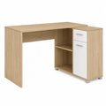 L-Shaped Wood Desk with Storage in Oak and White 75x120x50 cm