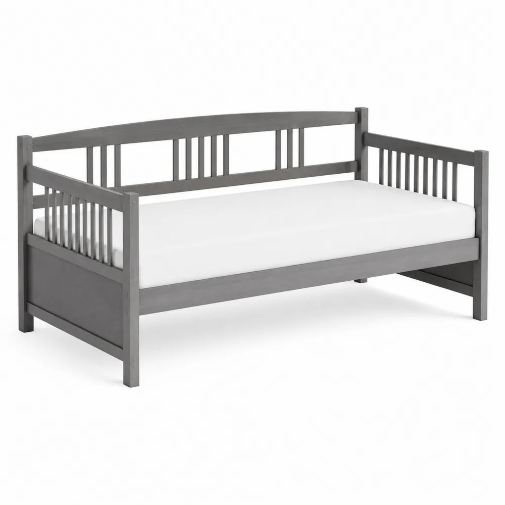 Twin Size Daybed Wood Frame Gray 200x100x95 cm